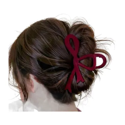 Erin Red Velvet Bow Claw Clip