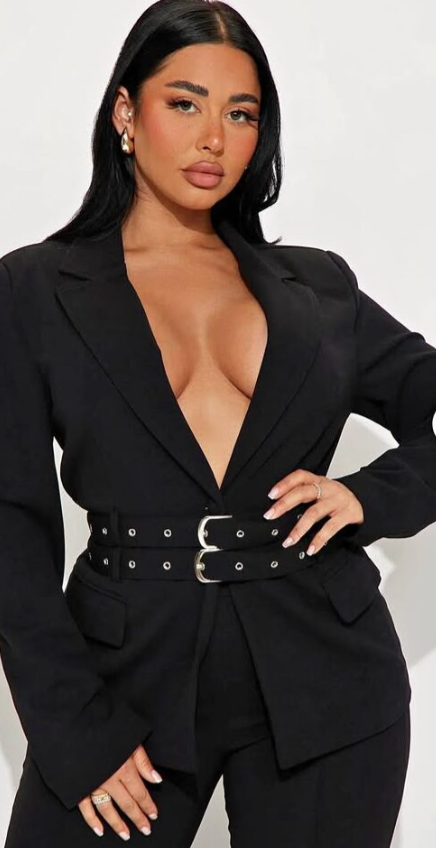 Women’s Black Belted Tailored Blazer