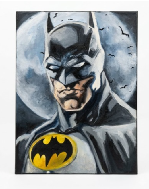 Hand-Painted Batman Moonlit Portrait Canvas