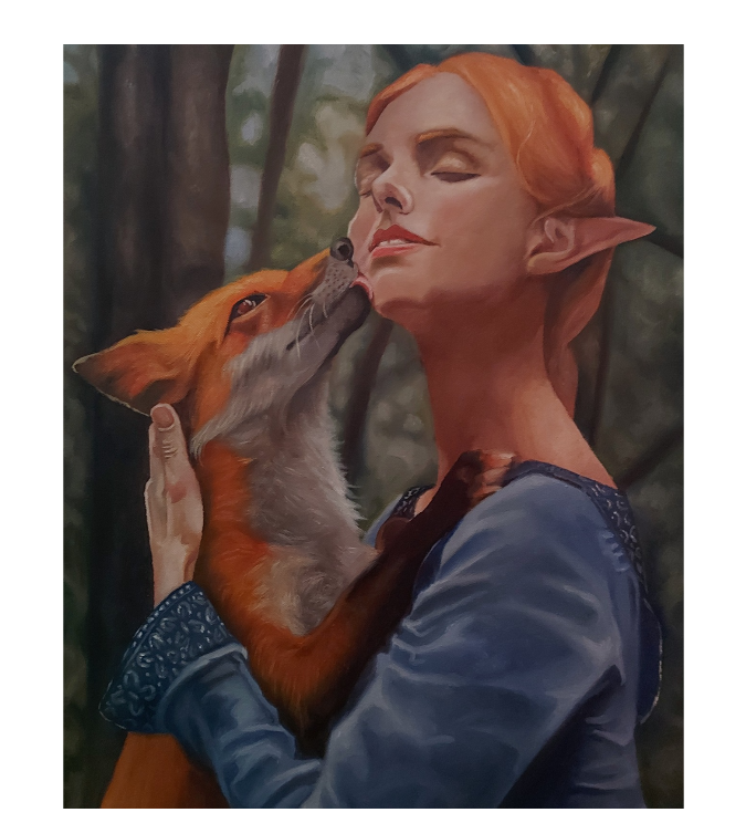 The Elf and the Fox: Original Woodland Fantasy Painting