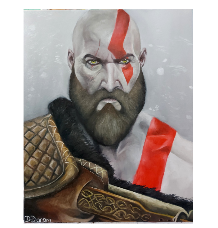 God of War: Kratos Original Oil Painting