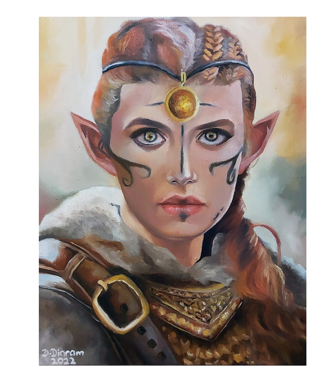 Shieldmaiden of the Realm: Original Elf Portrait Painting