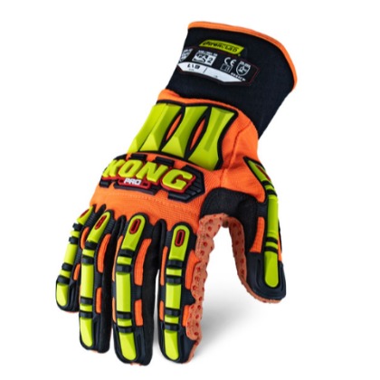 Ironclad Kong Pro Hi-Viz Glove, Tpr Impact Protection, A6 Cut Resistant