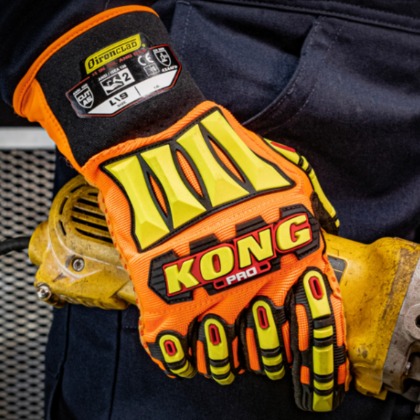 Ironclad Kong Pro Hi-Viz Glove, Tpr Impact Protection, A6 Cut Resistant