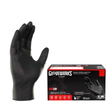 Gloveworks Hd Black Nitrile Pf Ind Gloves 100 Pc Per Box