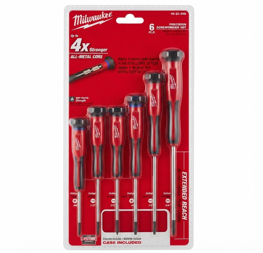 Milwaukee Precision Screwdriver Set with All-Metal Core (6-Piece)
