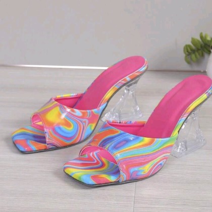 High heels slip-on sandals