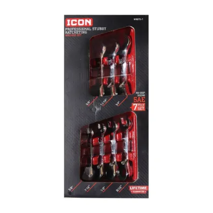 ICON Professional Stubby Ratcheting Wrench Set (7-Piece SAE, WRSTS-7)