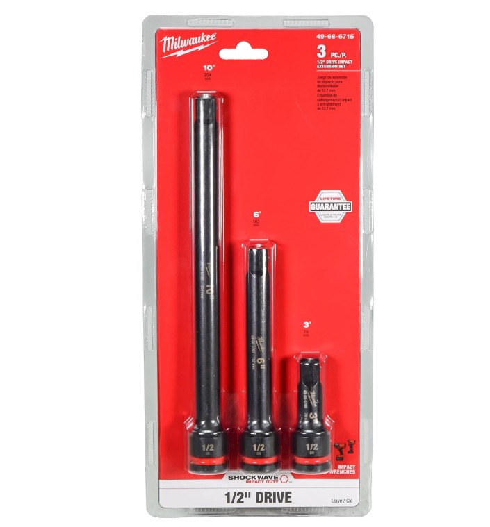 Milwaukee 3-Piece 1/2-Inch Drive Impact Extension Set (49-66-6715)