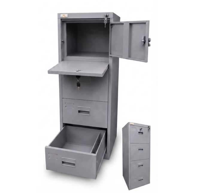 Vertical 3-Drawer Filing Cabinet with 1 Inner Safe Box