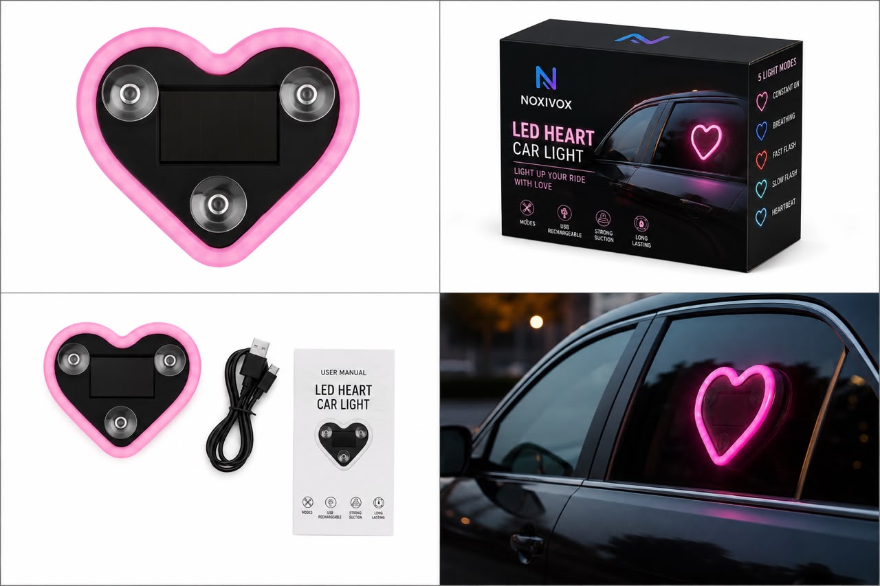 Noxivox LED Heart Car Light