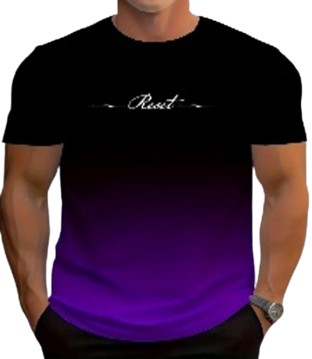 Men's Trendy Gradient Alphabet Print T-Shirt - Dark Violet