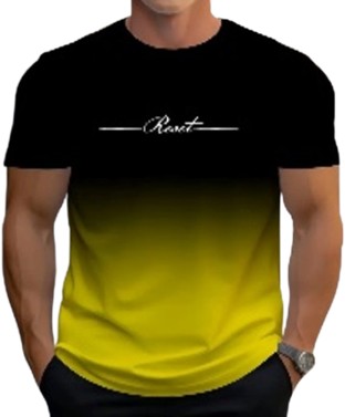 Men's Trendy Gradient Alphabet Print T-Shirt - Comfortable Crew Neck, Short Sleeves - RESET (S)