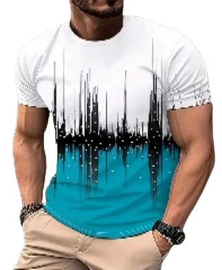 Men's Crew-Neck T-Shirt With Hellfire Skull Print - Short Sl;eve Graphic Tee (Mixed Color) - M