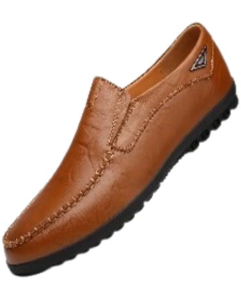CLOHOO Men's Split Cow Leather Upper Solid Color Loafer Shoes, Comfy Non Slip Casual Durable Rubber Sole Dress Shoes, Men's Office Footwear