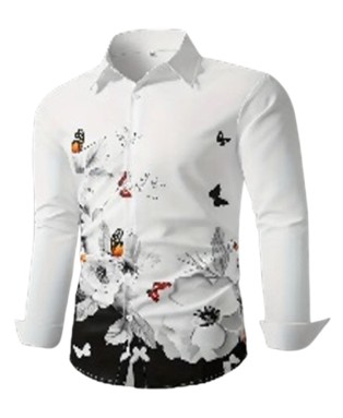Men's Casual Floral Print Long Sleeve Shirt - Polyester, Button-Up, Non-Stretch Fabric for Fall/Winter