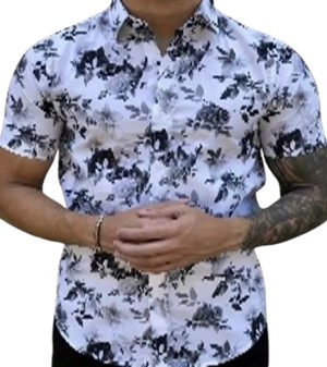 Tropical Oasis Shirt - Casual Button-Down Shirts for Men with Short Sleeves, Button Down Shirt - White (M)
