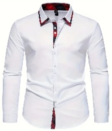Comfortable Fit Men's Plaid Shirt - Durable, Easy-Care Fabric for Casual & Business (M)