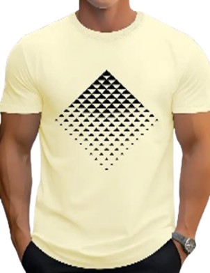 Mosaic Seven Color Optional 2025 Spring/ Summer New Gift Men'S Printed Pure Cotton T-shirt Top, Short Sleeved Round Neck, Retro (XS)