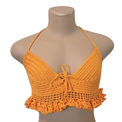 Orange Crochet Crop Top - XS/S