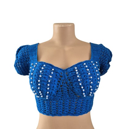 Navy Blue Pearly Top - S/M