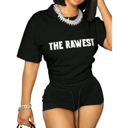 Women’s Black Graphic T-Shirt – “The Rawest” (Size S)