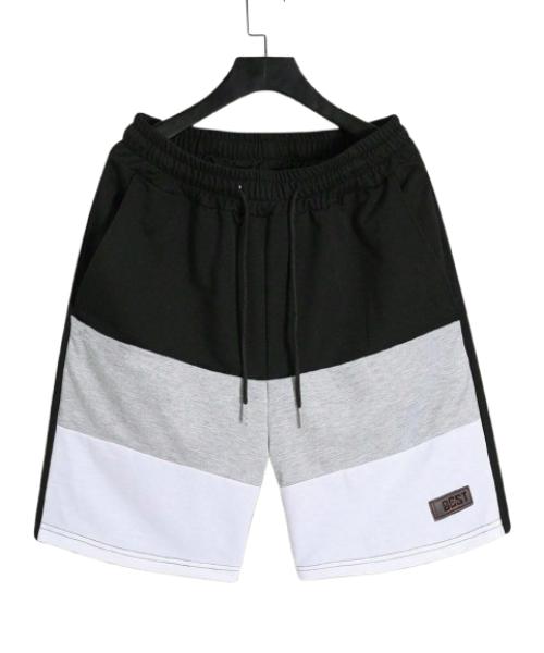 Men’s Colorblock Shorts – Black/Grey/White (Size M)