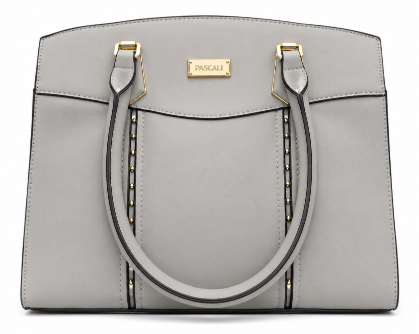 Pascali Structured Tote Handbag – Grey with Gold Accents