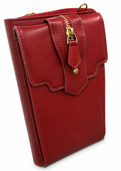 Elegant Red Zip Wallet with Gold Hardware