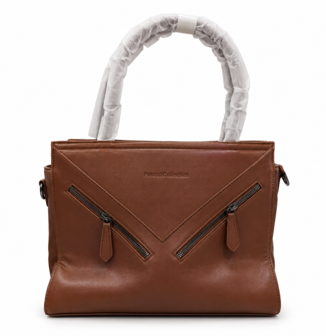 Pascali Collection Brown Structured Tote Handbag