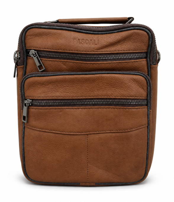 Pascali Brown Multi-Zip Crossbody Bag