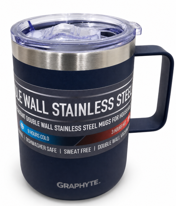 Graphite Double-Wall Stainless Steel Insulated Mug with Lid
