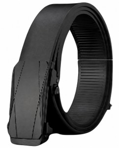 Men's Business Style Belt with Automatic Iron Buckle, PU Leather - Black "43