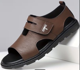Men's Durable Open Toe Sandals With Hook And Loop Fastener For Spring And Summer - Brown