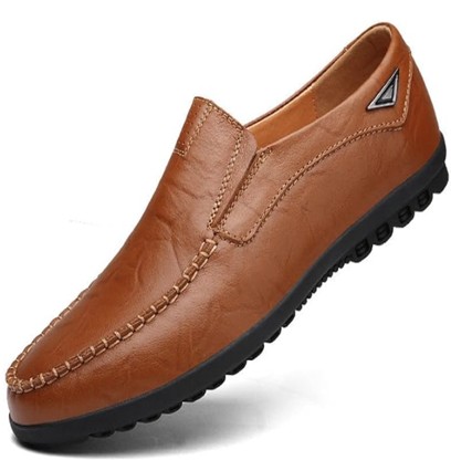 CLOHOO Men's Split Cow Leather Upper Solid Color Loafer Shoes, Comfy Non Slip Casual Durable Rubber Sole Dress Shoes, Men's Office Footwear