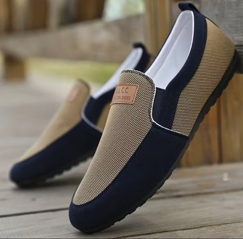 Plus Size Men's Vintage Color Block Slip On Loafers - Brown/ Black