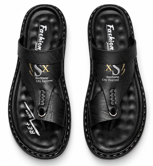 Men's Premium Stitched Slides - (Color  Black)
