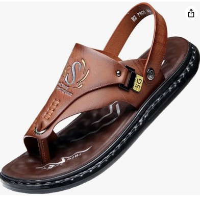 Men's Premium Stitched Slides -(Color  Light Brown)