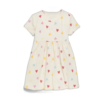 Short-Sleeve Ribbed Graphic Dress for Toddler Girls