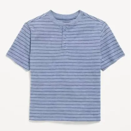 Short-Sleeve Textured Striped Henley T-Shirt for Toddler Boys