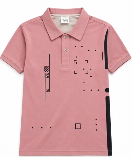 Men's Classic Geometric print casual Shirt. Short sleeve , Button up, Pink to black Gradient Design
