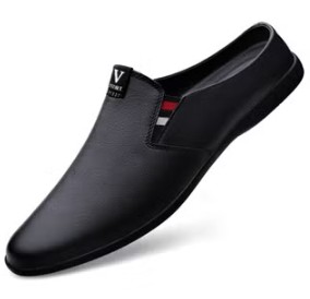 Men's Leather Mule Slippers - Rich Solid Hue, Effortless Slip-On Style with Breathable   - CAN 42 / US 8.5