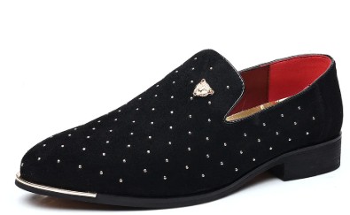 Plus Size Men's Comfy Slip-On Loafers - Soft Fabric Upper, Low Heel, Non-Slip Durable Rubber Sole, Breathable, Easy to Wear, Classic Dress Shoes for Formal Occasions - Men's Footwear
