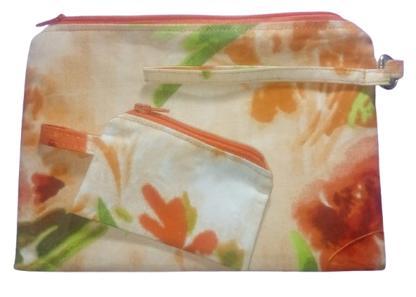 Floral two-piece handmade pouch