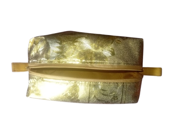 Gold Boxy Handmade Makeup Pouch