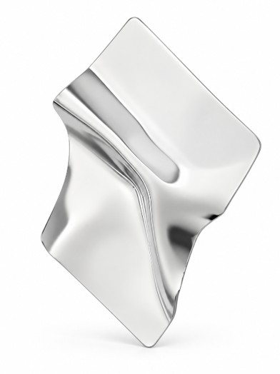 Stainless Steel Sculptural Crumpled  Square Earring