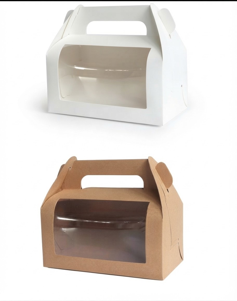 Kraft Double Cupcake Handle Box Set 7*4*3 inc