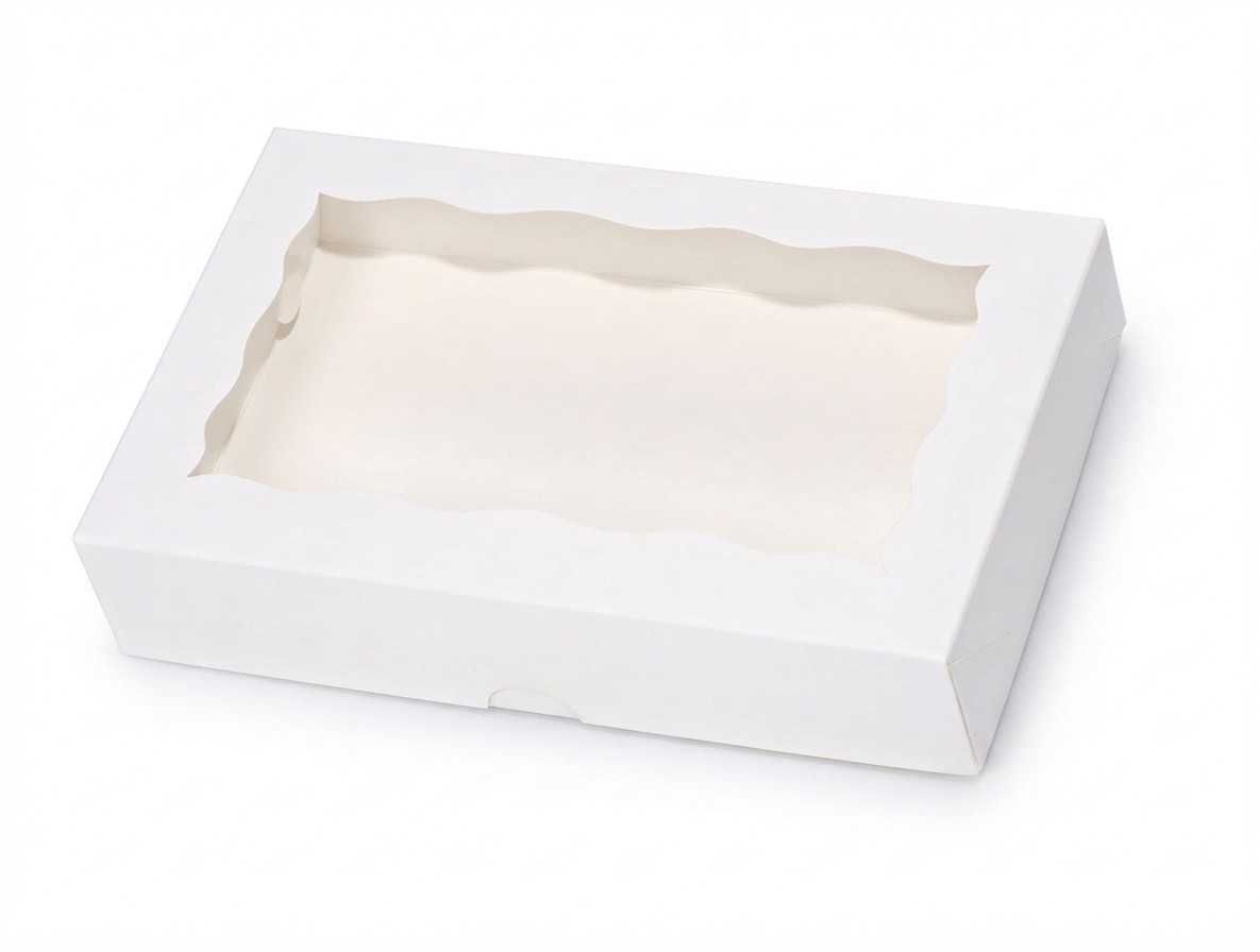 White 7 x 4  x 1 1/2inches Cookies Boxes with Window