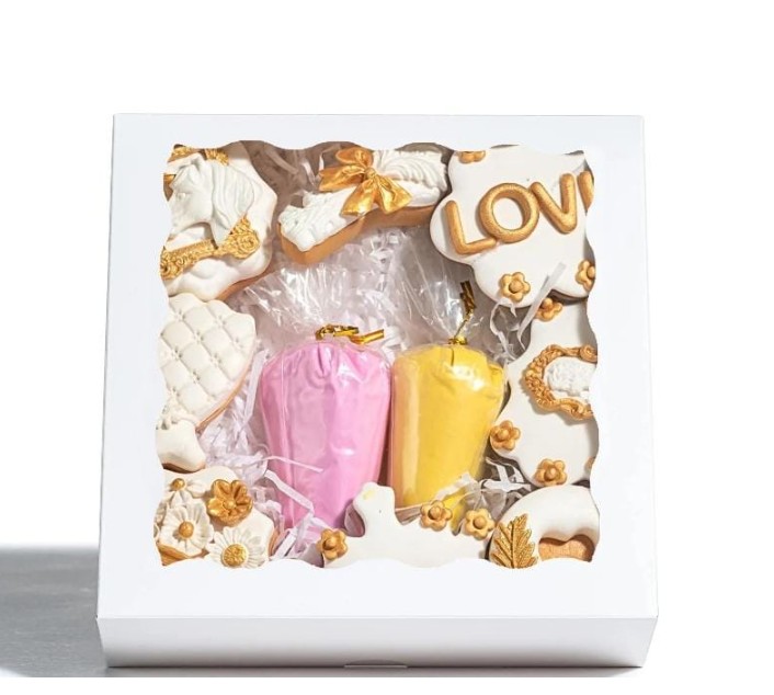 Bakery Box with Window -White 8x8x2.5 Inches
