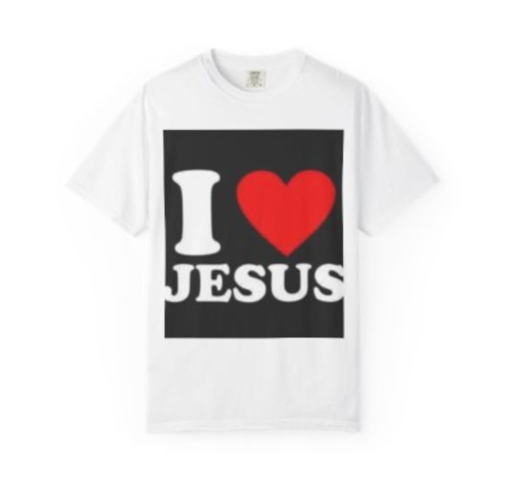 Customized I love Jesus Big Box Print Round Neck T-Shirt